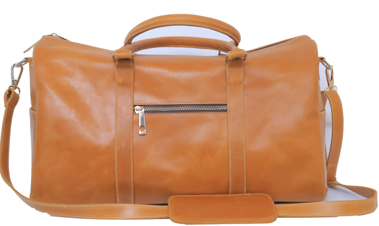 Guzo leather gym bag front view